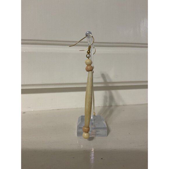 Handcrafted Long Tube & Bead Dangle Earrings With Gold Hooks - Picture 2 of 4